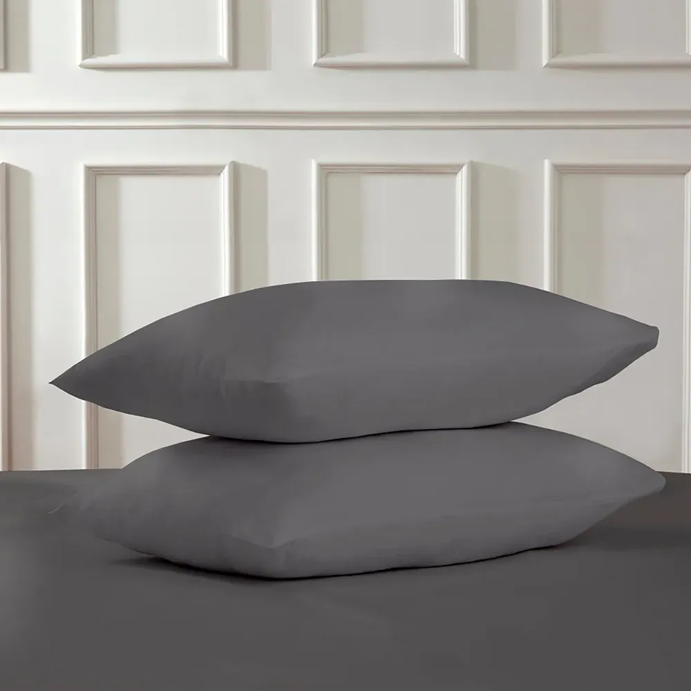 Cotton Housewife Pillowcases 180 Thread Count - Charcoal