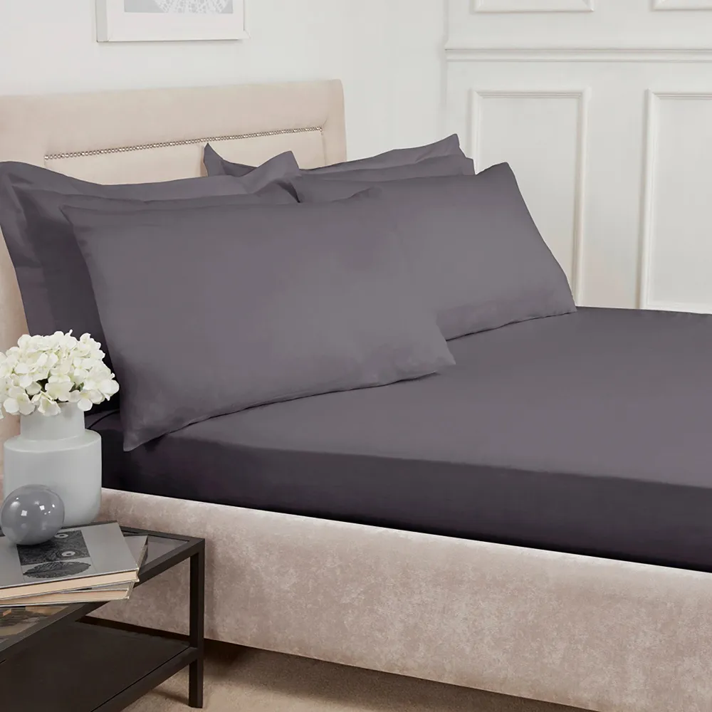 Cotton Housewife Pillowcases 180 Thread Count - Charcoal