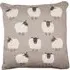 Counting Sheep Square Cushion with Applique - Brown, Sherpa