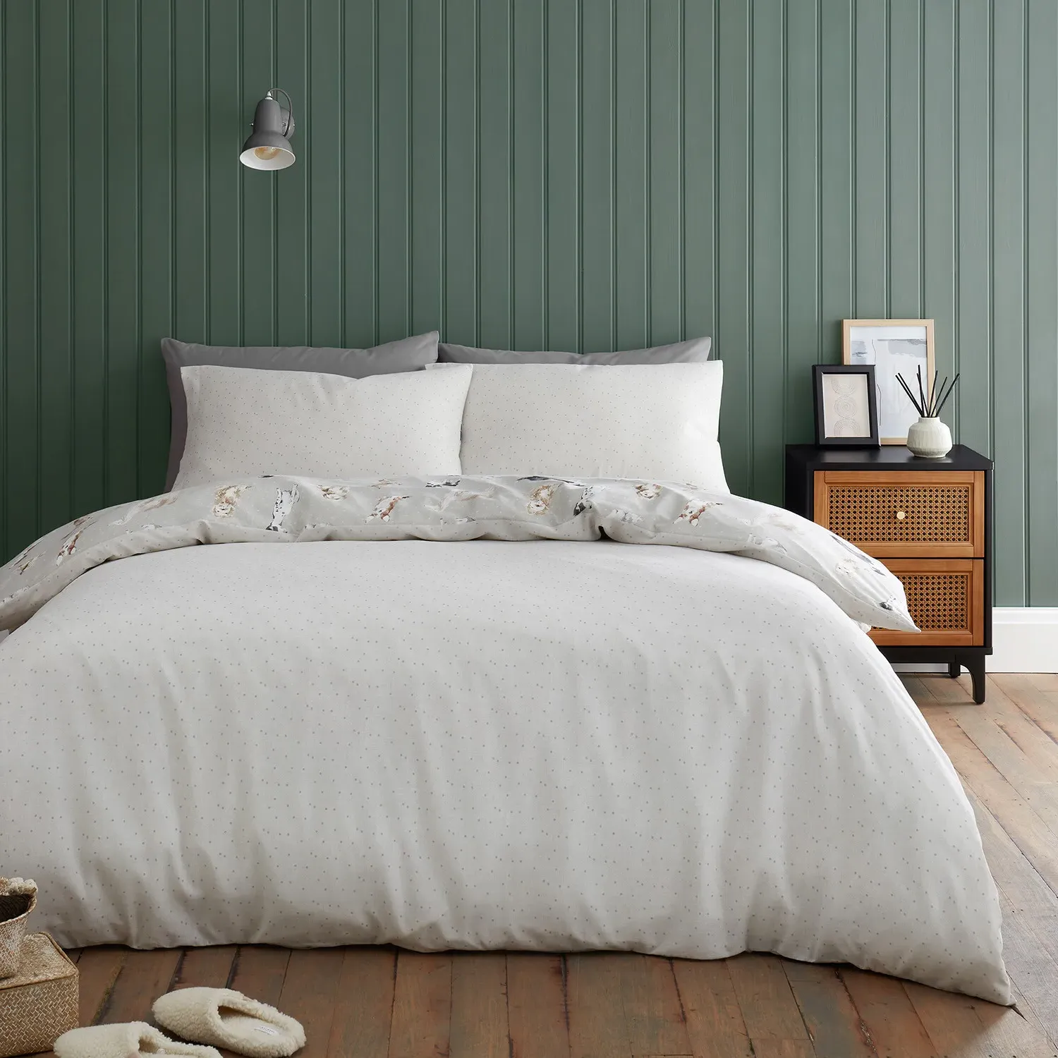 Country Dogs Double Duvet Cover Set - Natural, Polycotton