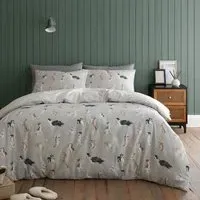Country Dogs Single Duvet Cover Set - Natural, Polycotton