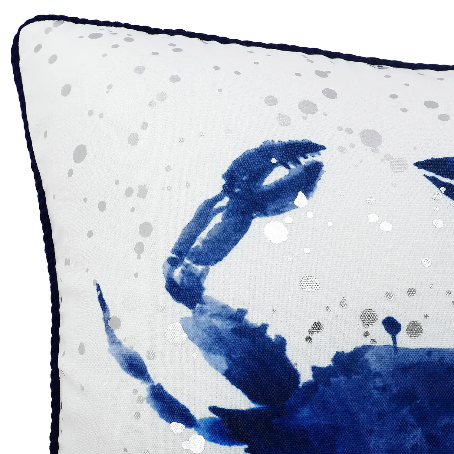 Crab Piped Edge Cushion - Blue