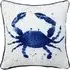 Crab Piped Edge Cushion - Blue