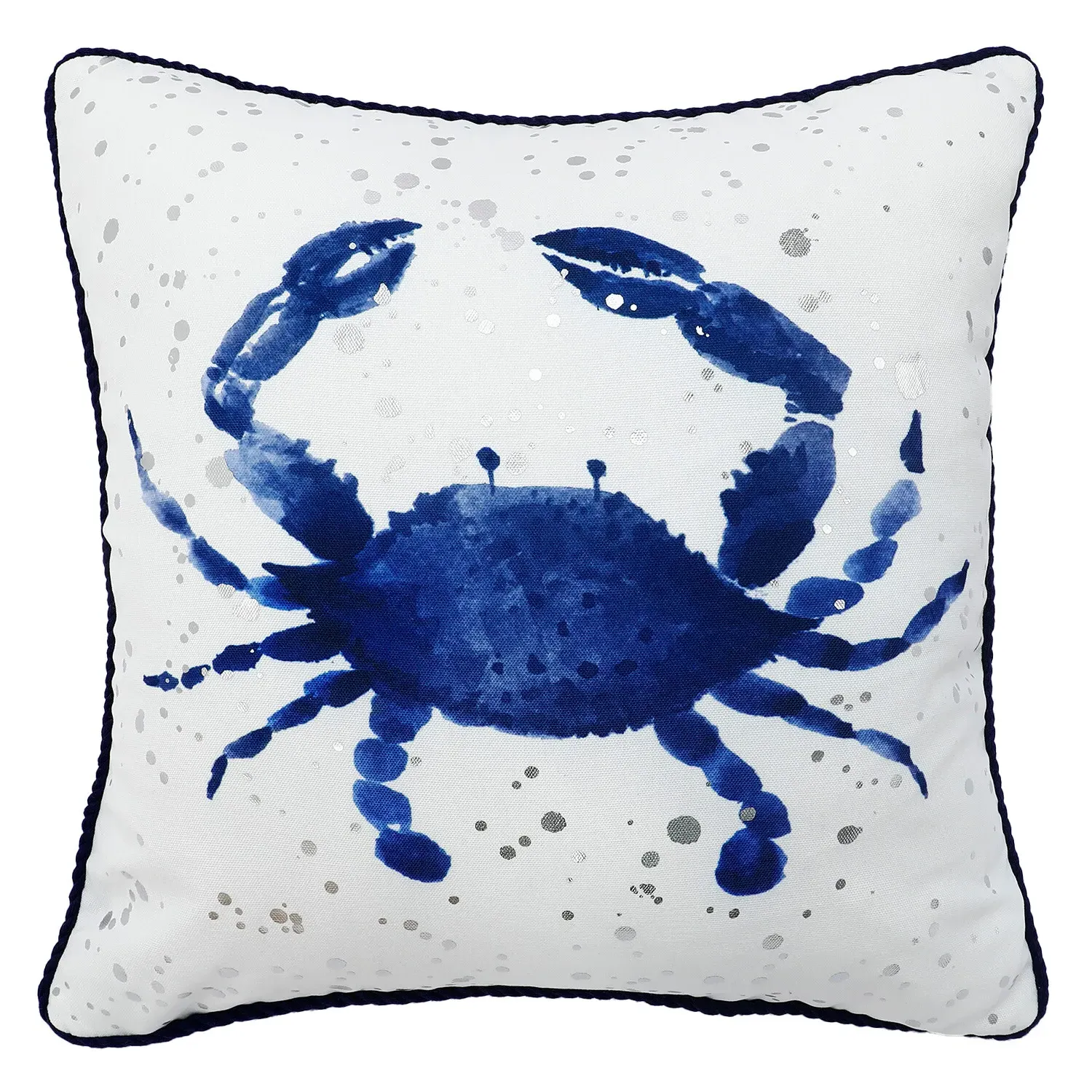 Crab Piped Edge Cushion - Blue