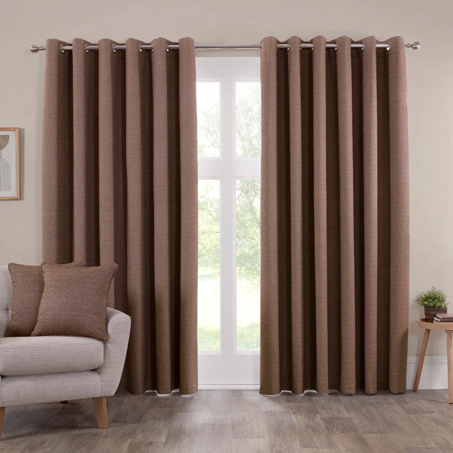 Crofton Eyelet Curtain - Chocolate
