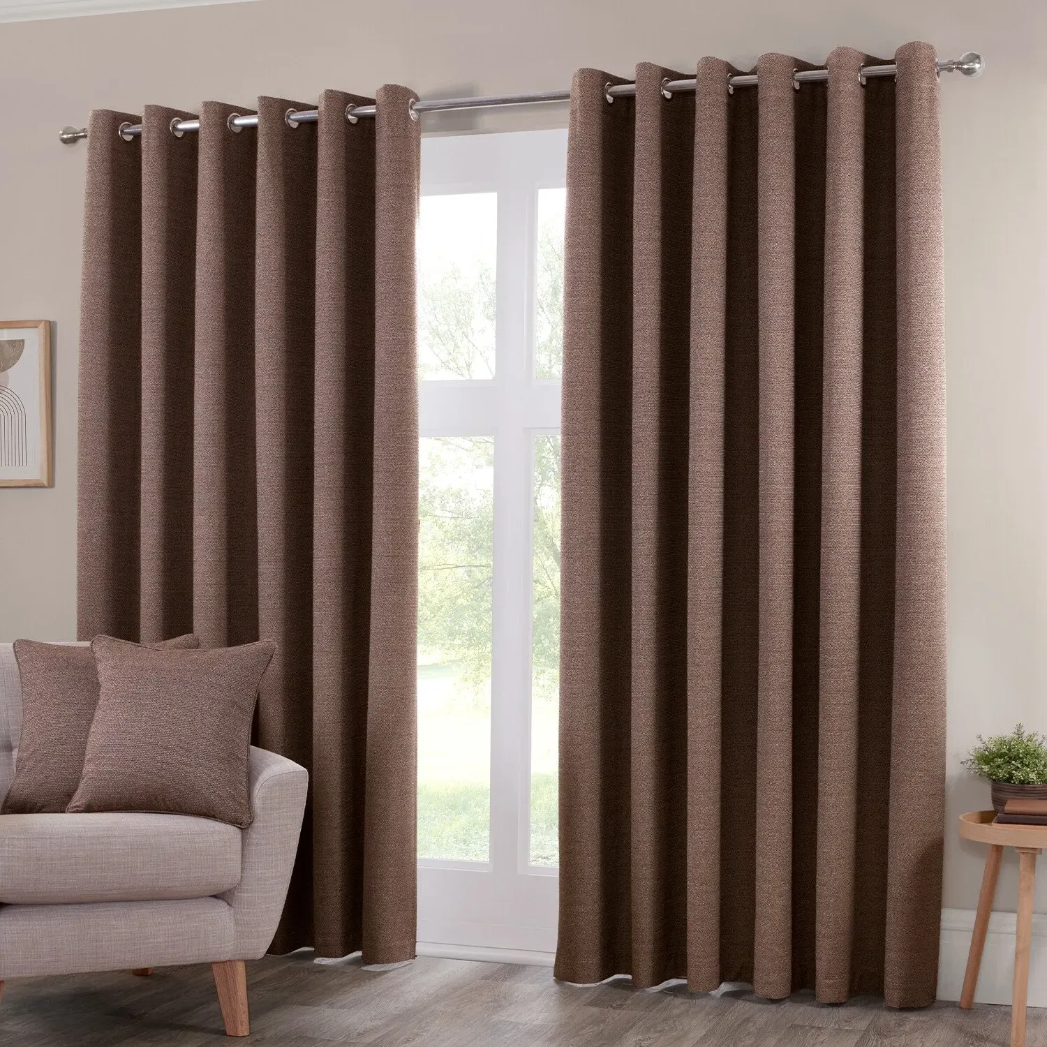 Crofton Eyelet Curtain - Chocolate image