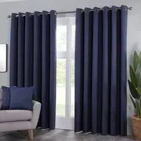 Crofton Eyelet Curtain - Navy, Polyester