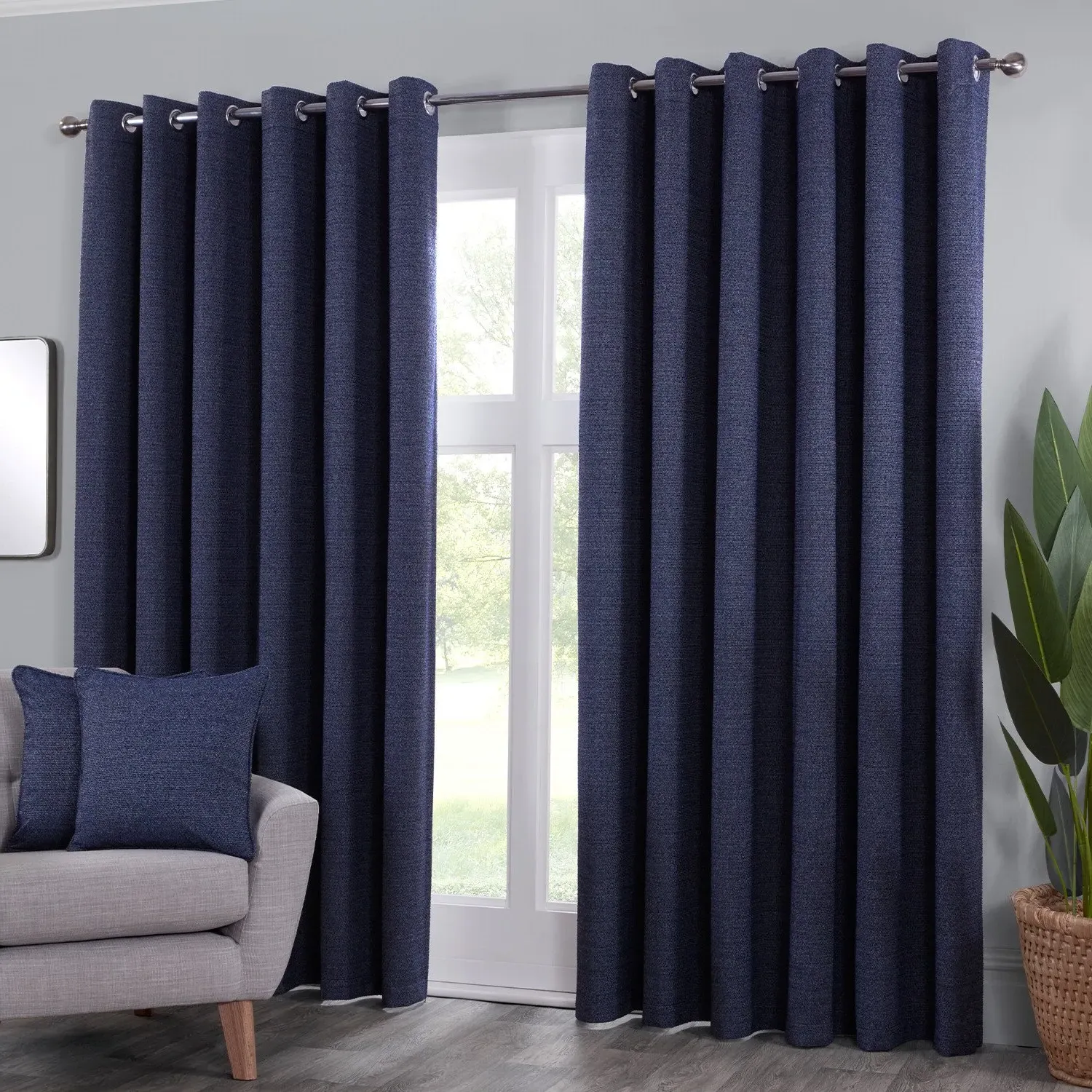 Crofton Eyelet Curtain - Navy image