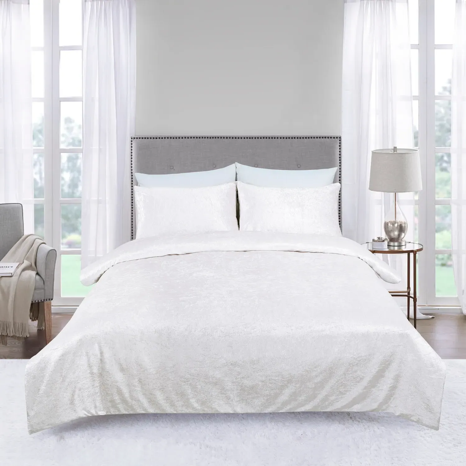 Crushed Velvet Double Duvet Cover Set