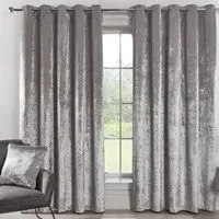 Crushed Velvet Eyelet Curtains - Silver