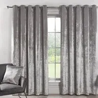 Crushed Velvet Eyelet Curtains - Silver