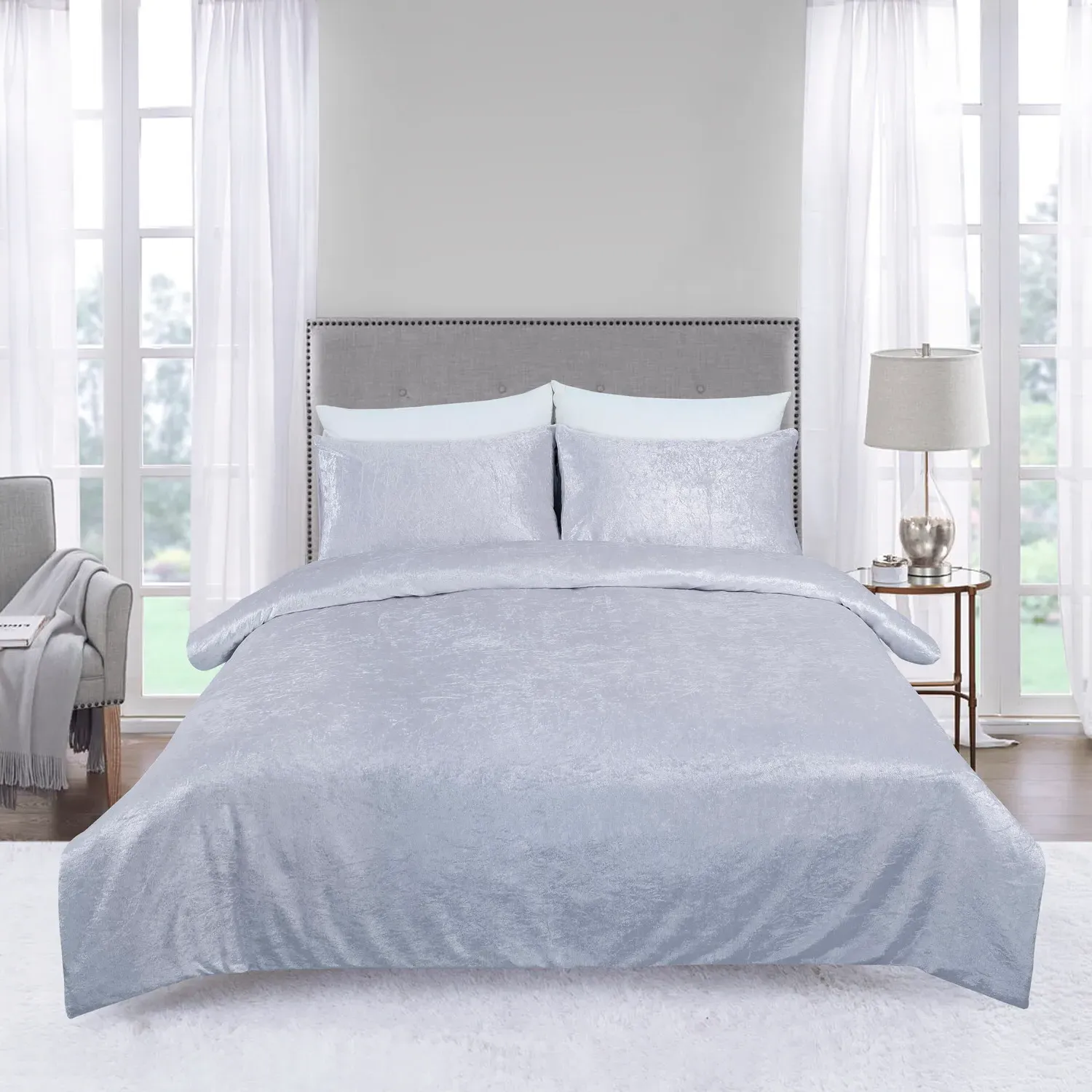 Crushed Velvet Super King Duvet Cover Set