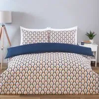 Dalton Double Reversible Geometric Duvet Set - Navy