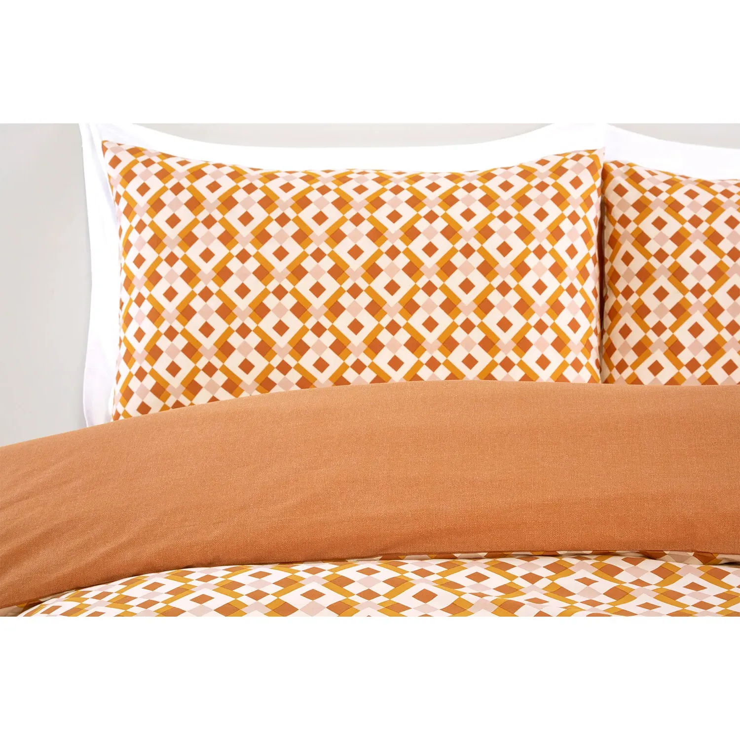 Dalton Double Reversible Geometric Duvet Set - Rust