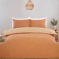 Dalton King Size Reversible Geometric Duvet Set - Rust