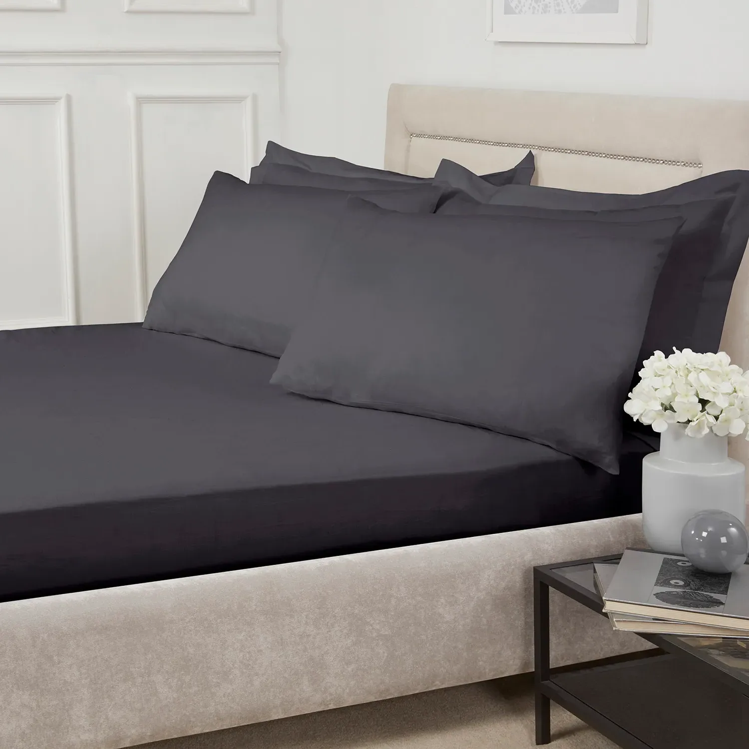 Deep Fitted Sheet - Charcoal, Cotton image