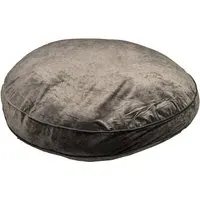 Divante Round Floor Cushion - Grey, Crushed Velvet