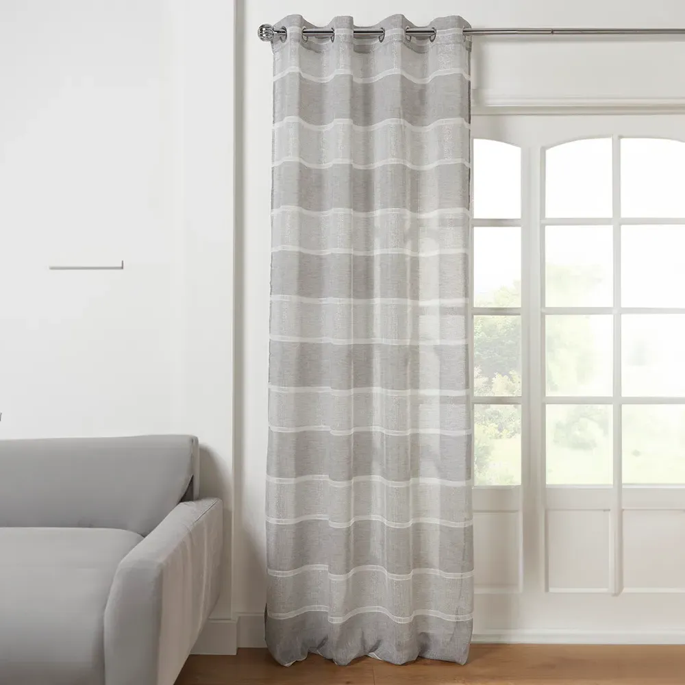 Dixie Glitter Stripe Voile Curtain - Grey image