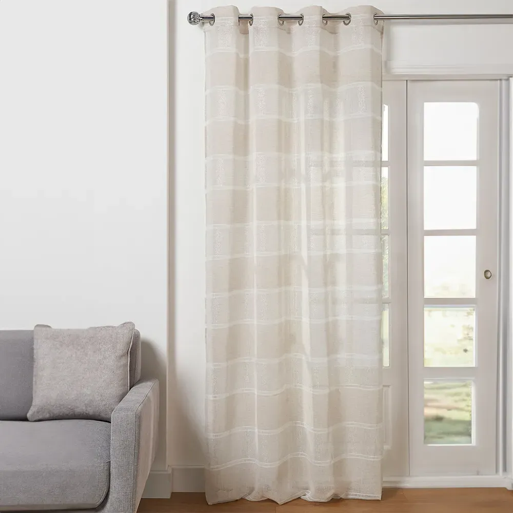 Dixie Glitter Stripe Voile Curtain - Natural