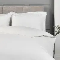Double Duvet Cover and Pillowcase Set - White, Cotton