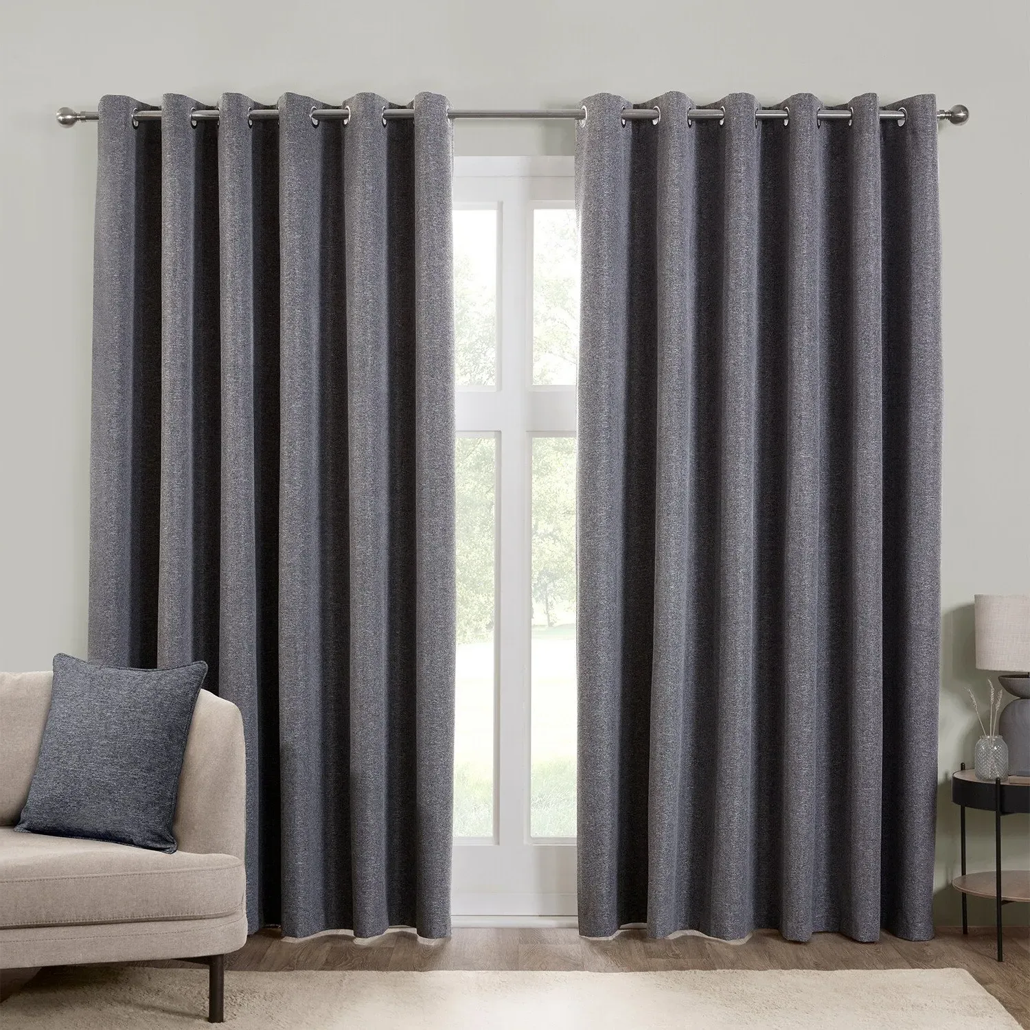 Dusk Eyelet Curtain - Charcoal image