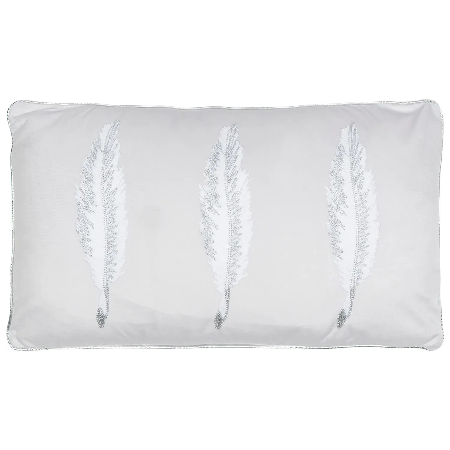 Embroidered Feather Cushion 30x50cm - White, Velvet image