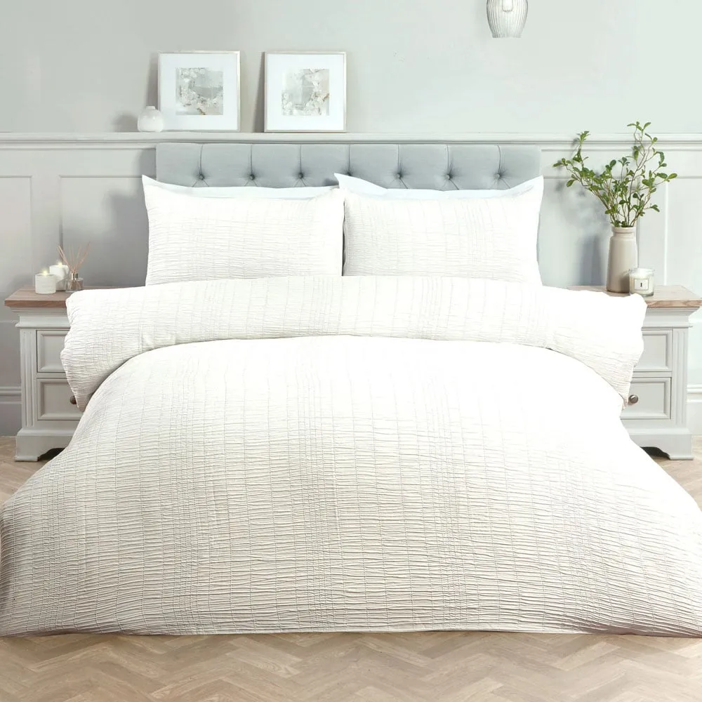 Estelle King Size Seersucker Duvet Set - Silver