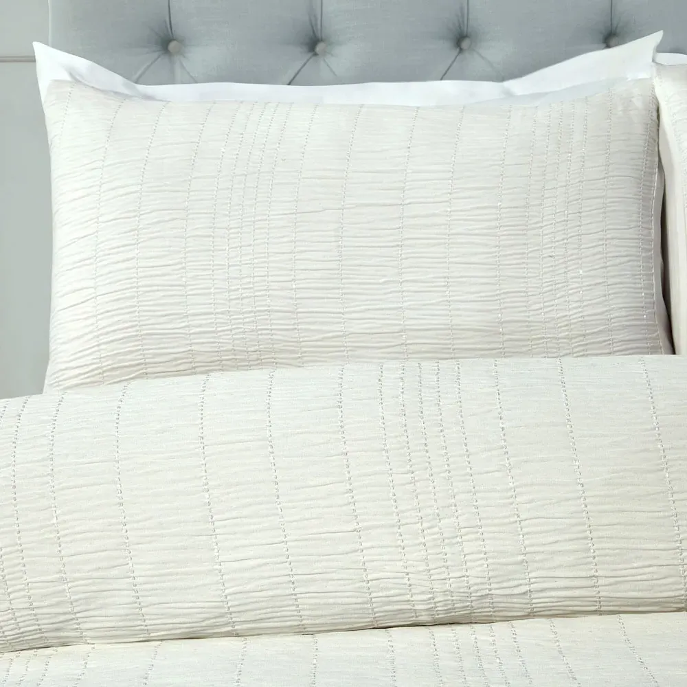 Estelle Super King Seersucker Duvet Set - Silver