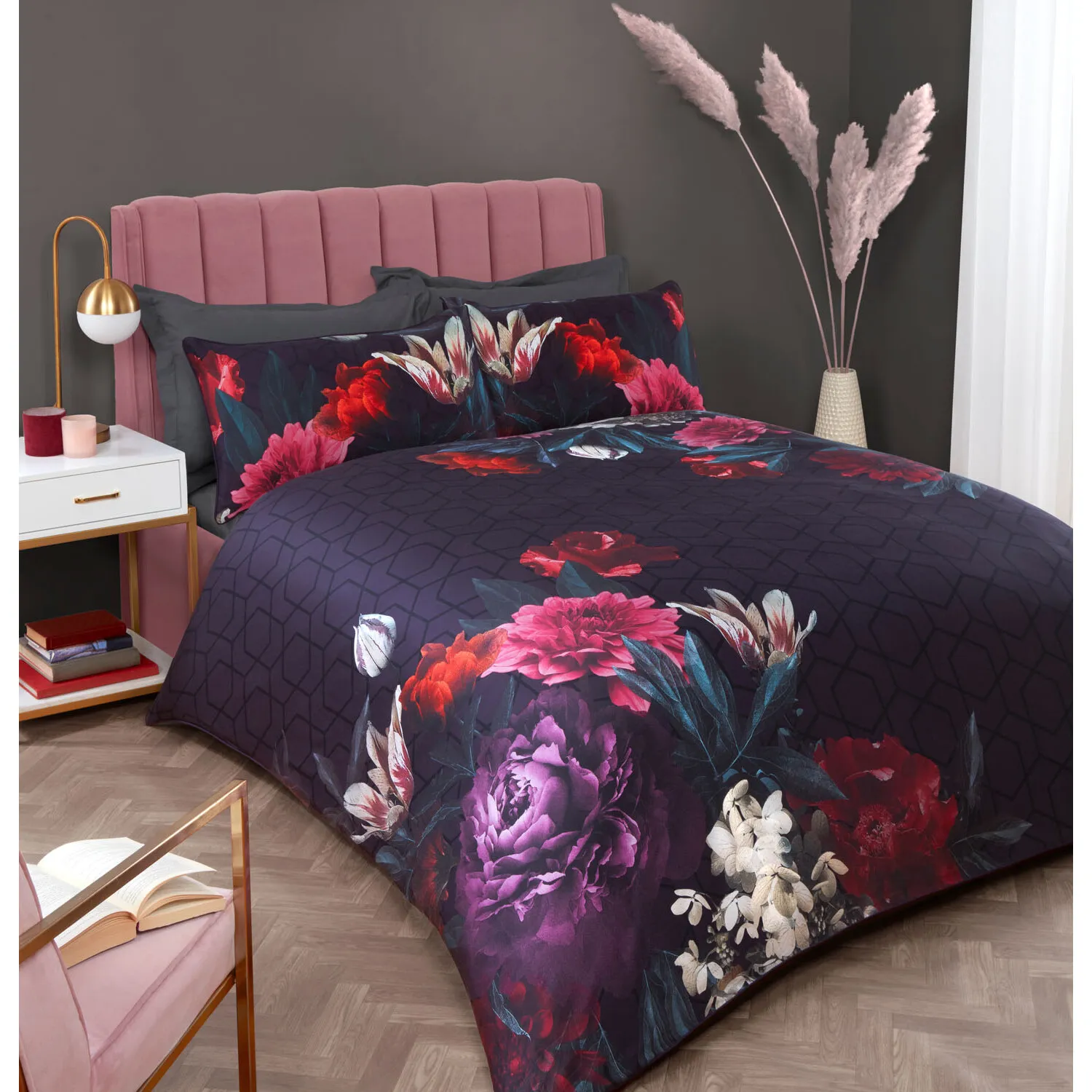 Euphoria Double Floral Duvet Set - Purple, Multi