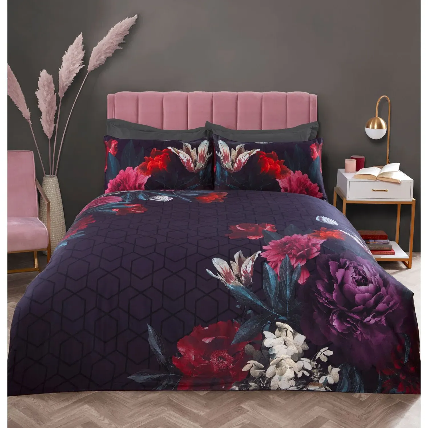 Euphoria Double Floral Duvet Set - Purple, Multi image