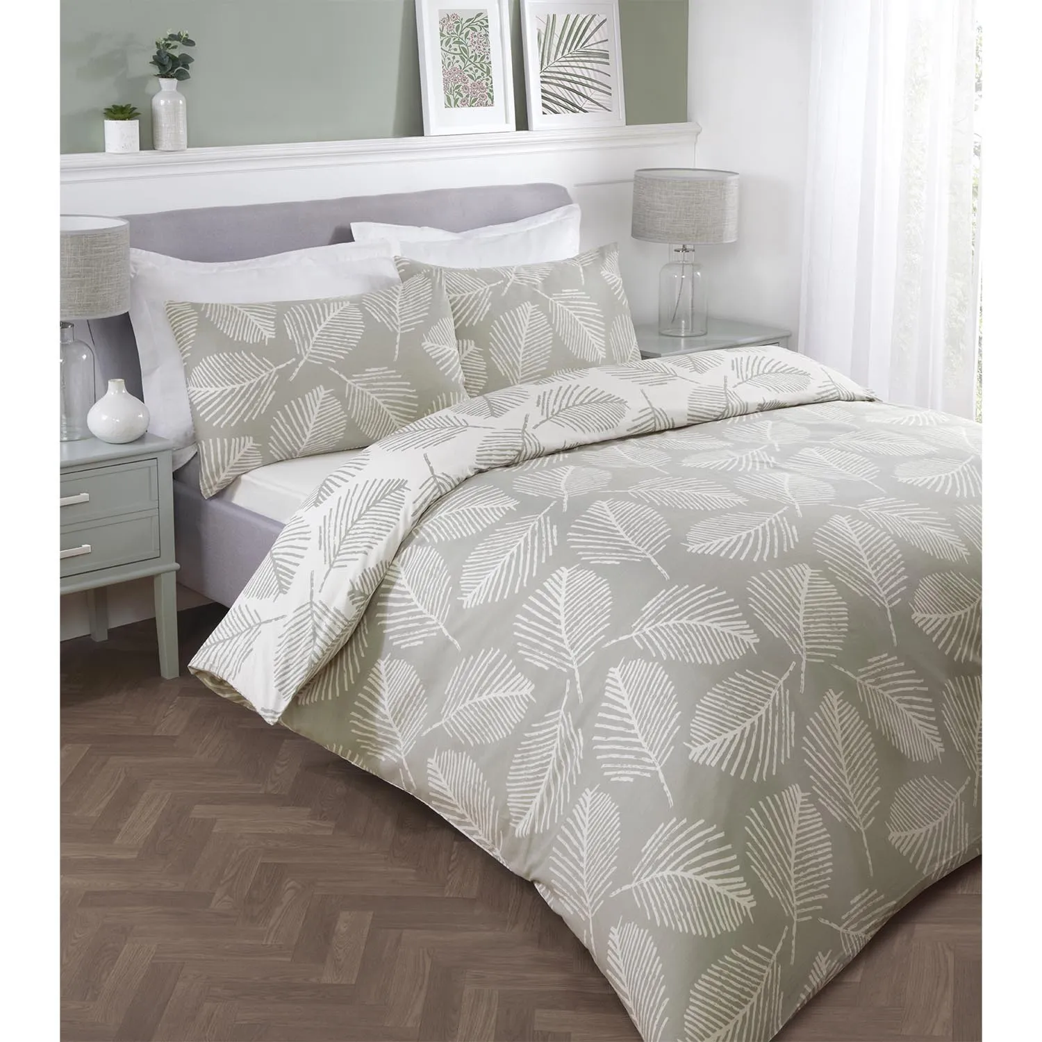 Falling Leaves Single Duvet Cover Set - Green