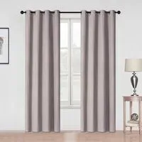 Faux Linen Blackout Panel Curtain 137cm - Natural