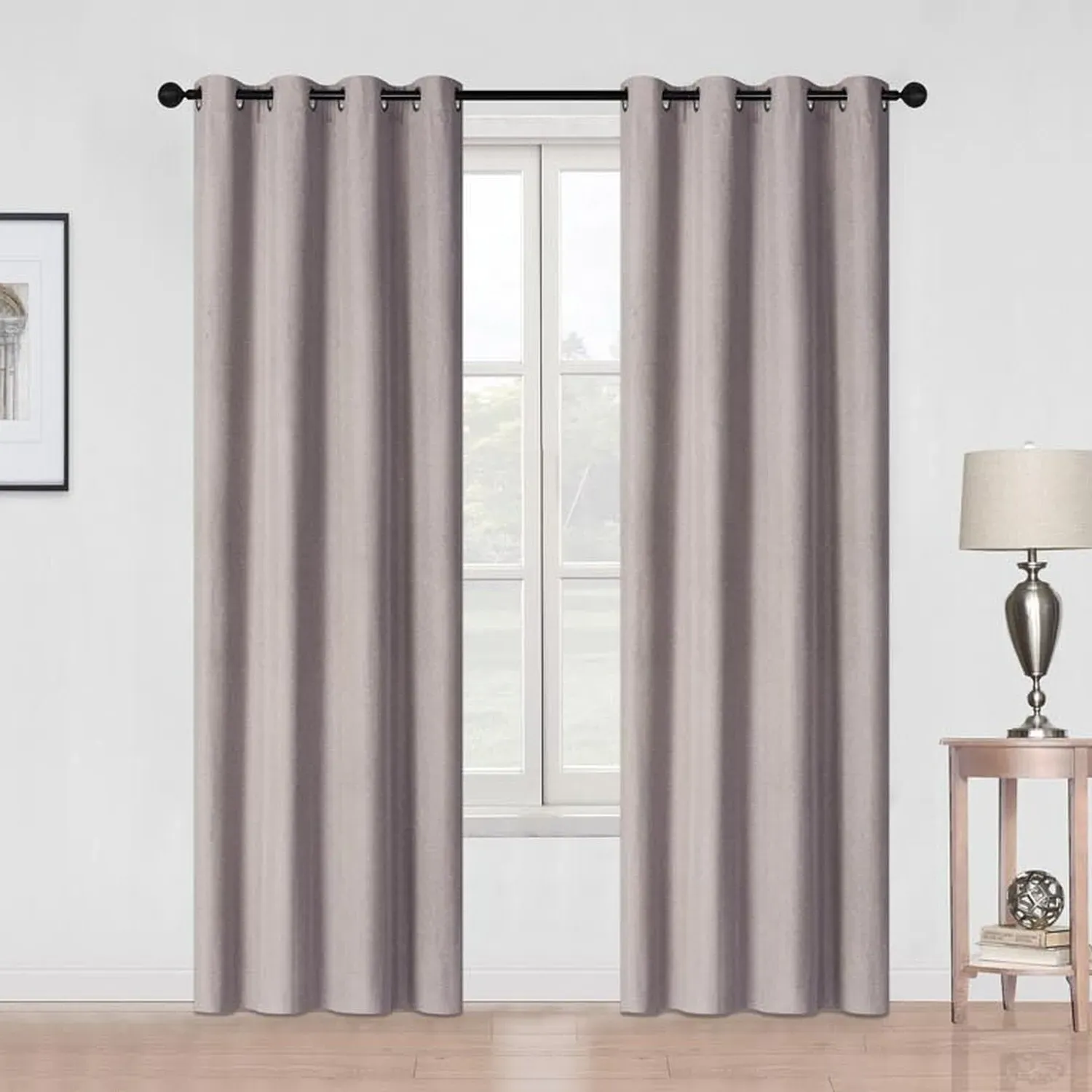 Faux Linen Blackout Panel Curtain 137cm - Natural image