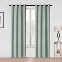 Faux Linen Blackout Panel Curtain 137cm - Sage