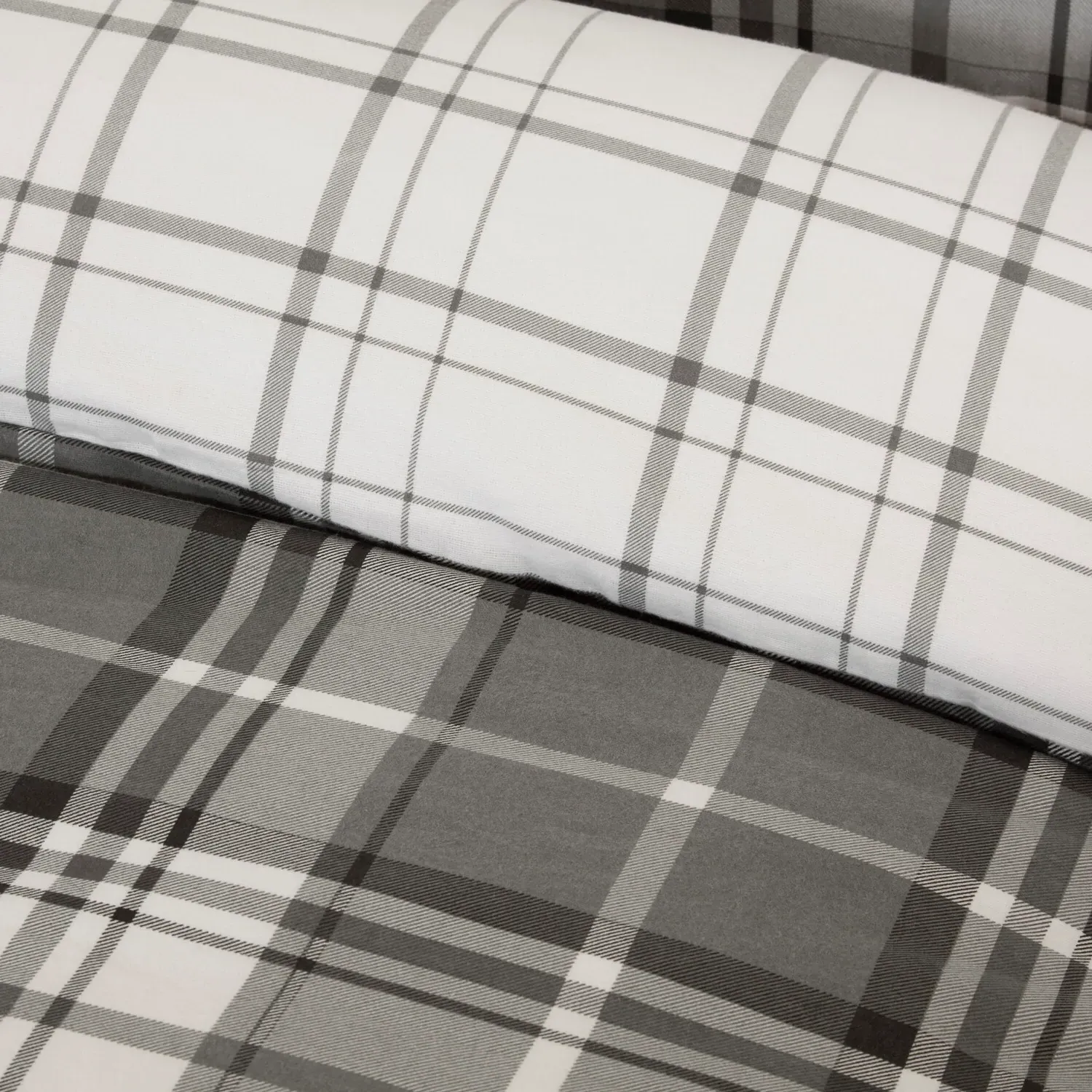 Balmoral Check King Size Duvet Set - Grey, Cotton