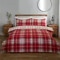 Balmoral Check King Size Duvet Set - Red
