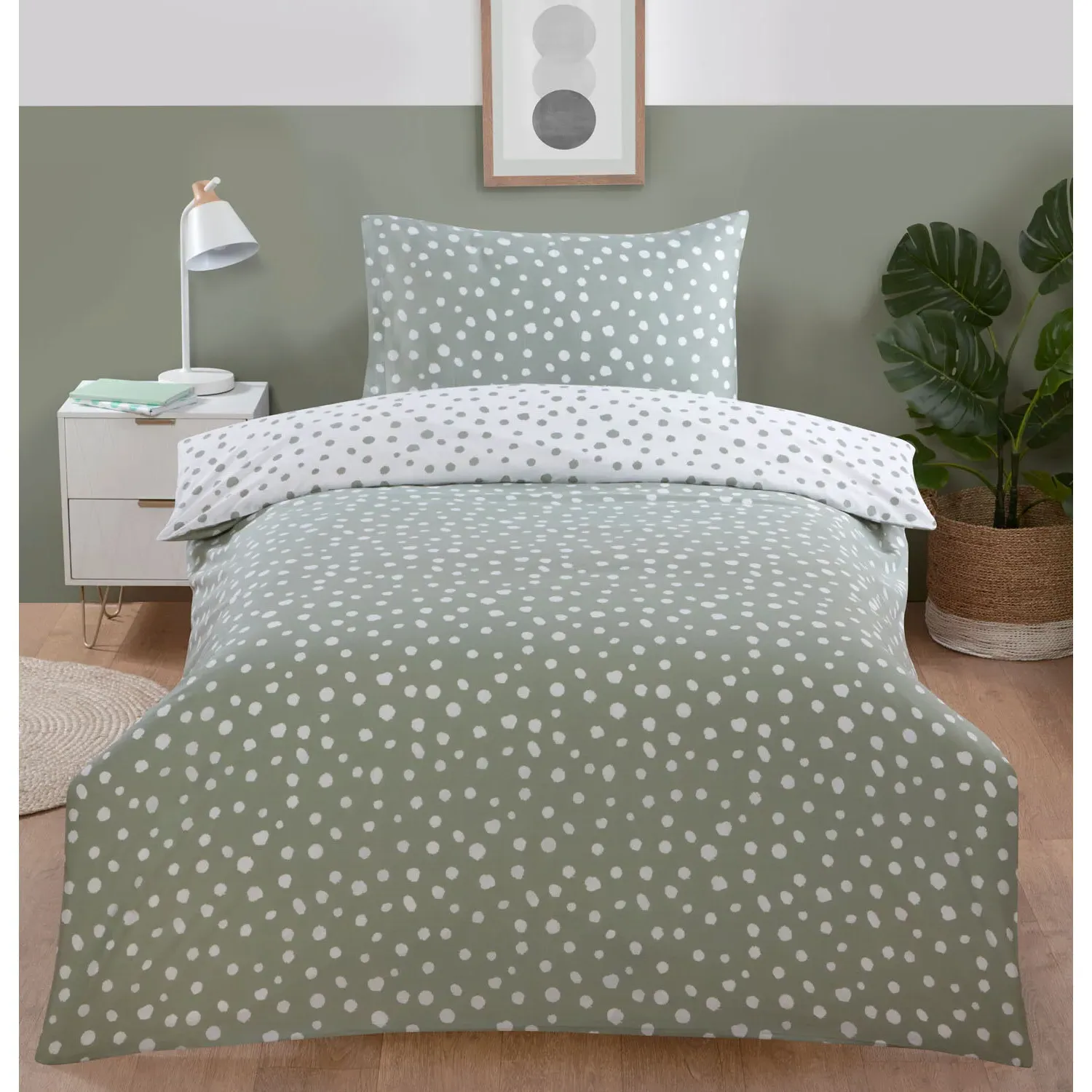 Dapple Spot Duvet Cover and Pillowcase Set - Green