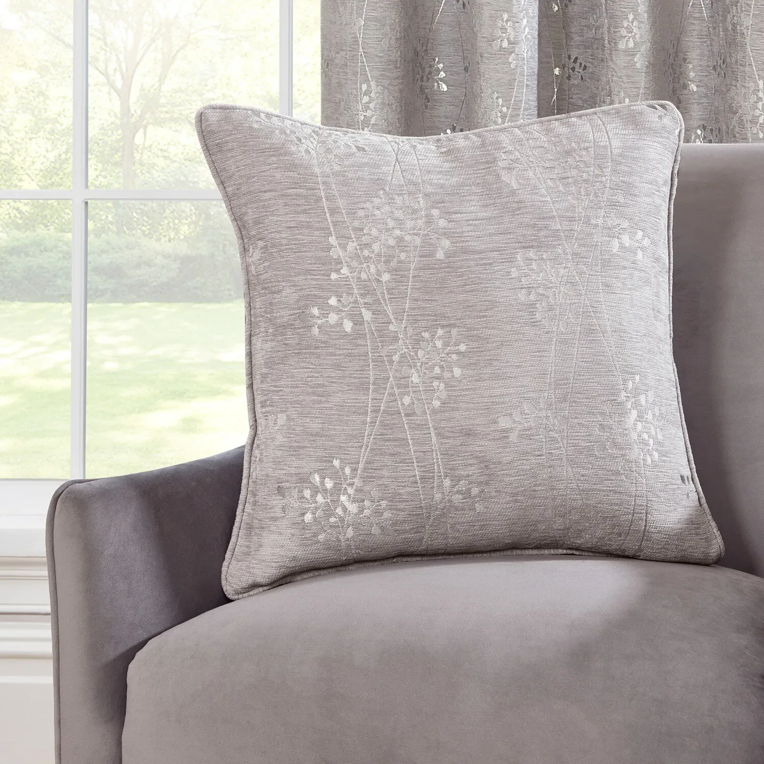 Grace Chenille Cushion - Grey
