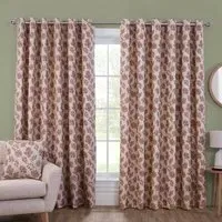 Regency Floral Jacquard Curtain with Thermal Blackout - Pink