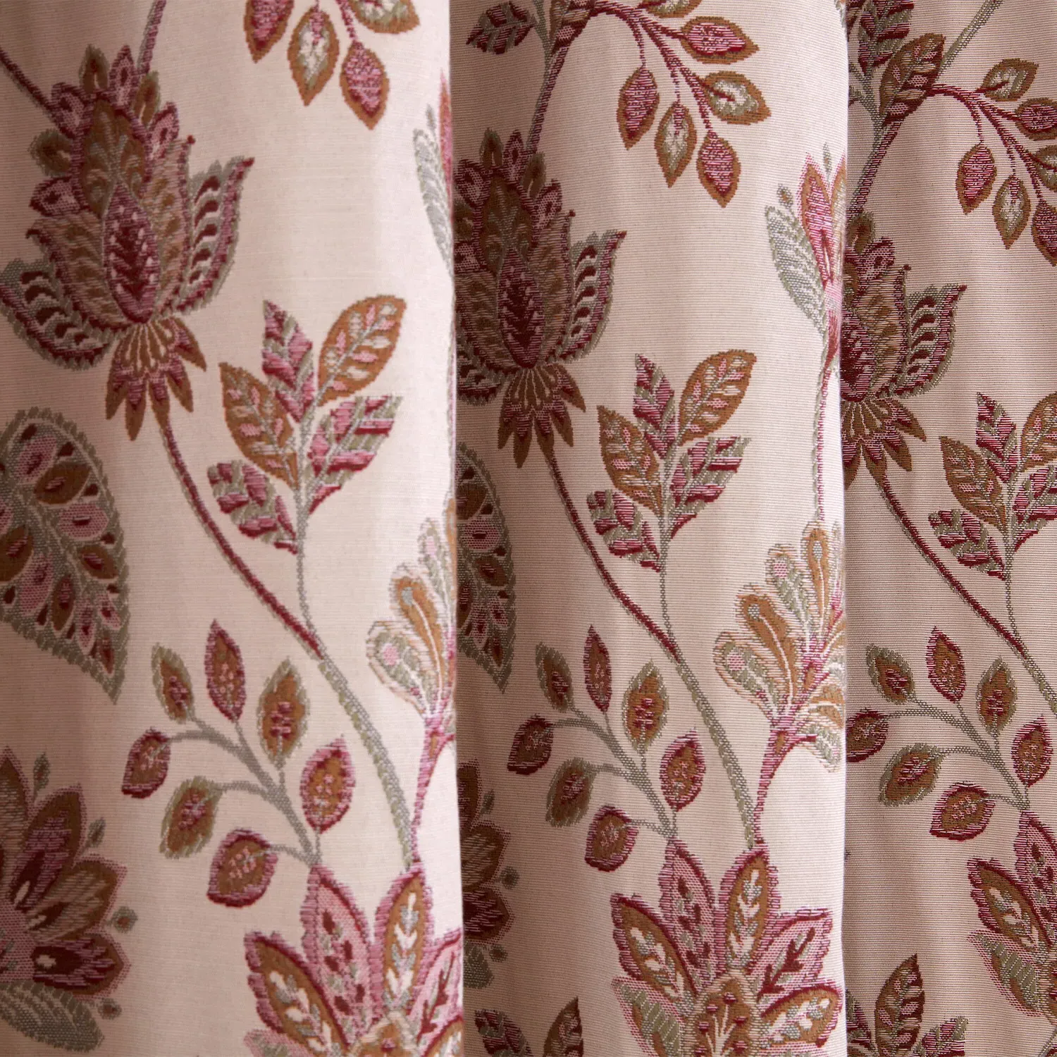 Regency Floral Jacquard Curtain with Thermal Blackout - Pink