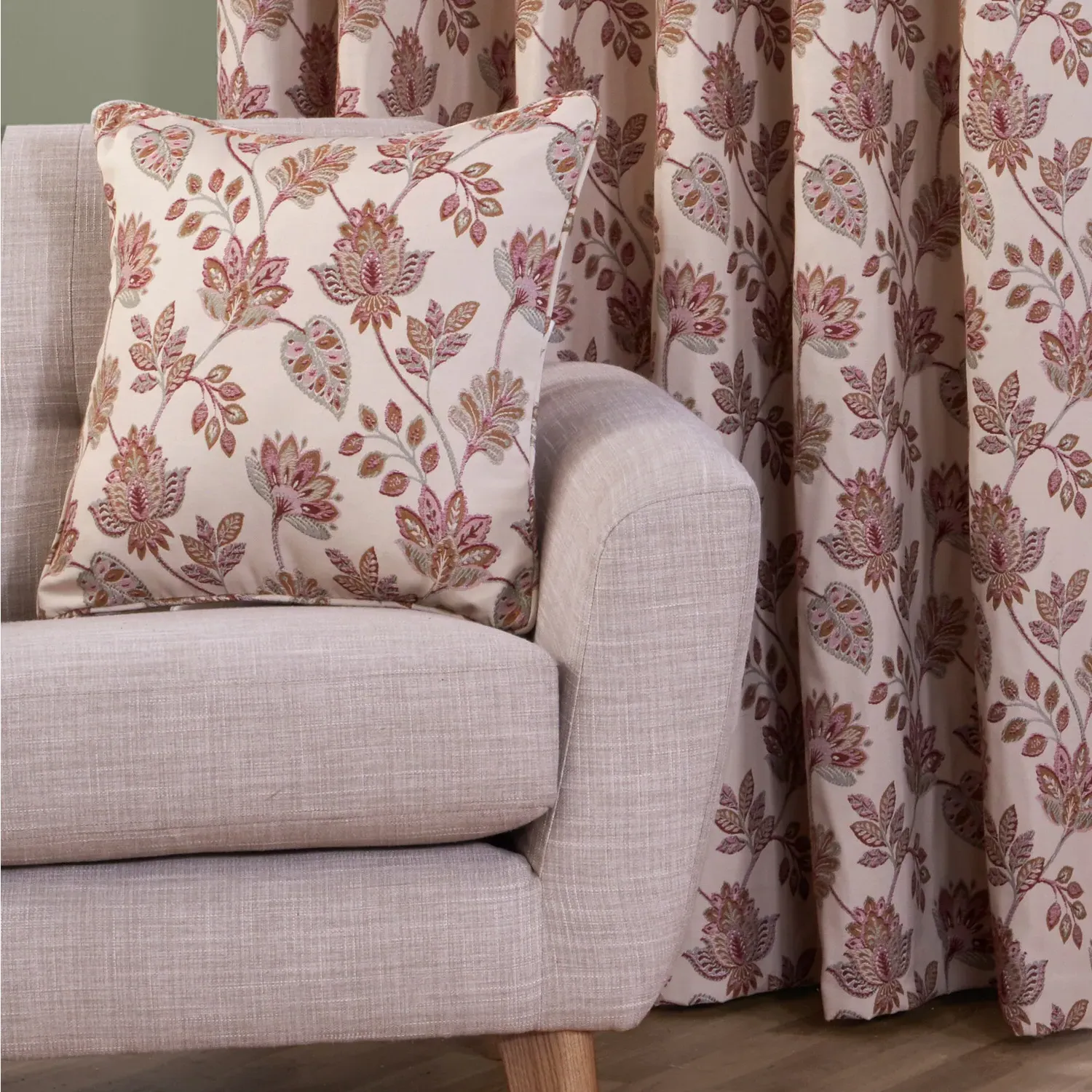 Regency Floral Jacquard Cushion - Cream
