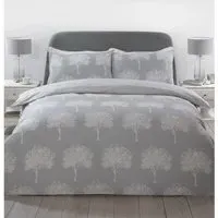 Woodbury Double Duvet Cover and Pillowcase Set - Silver, Cotton