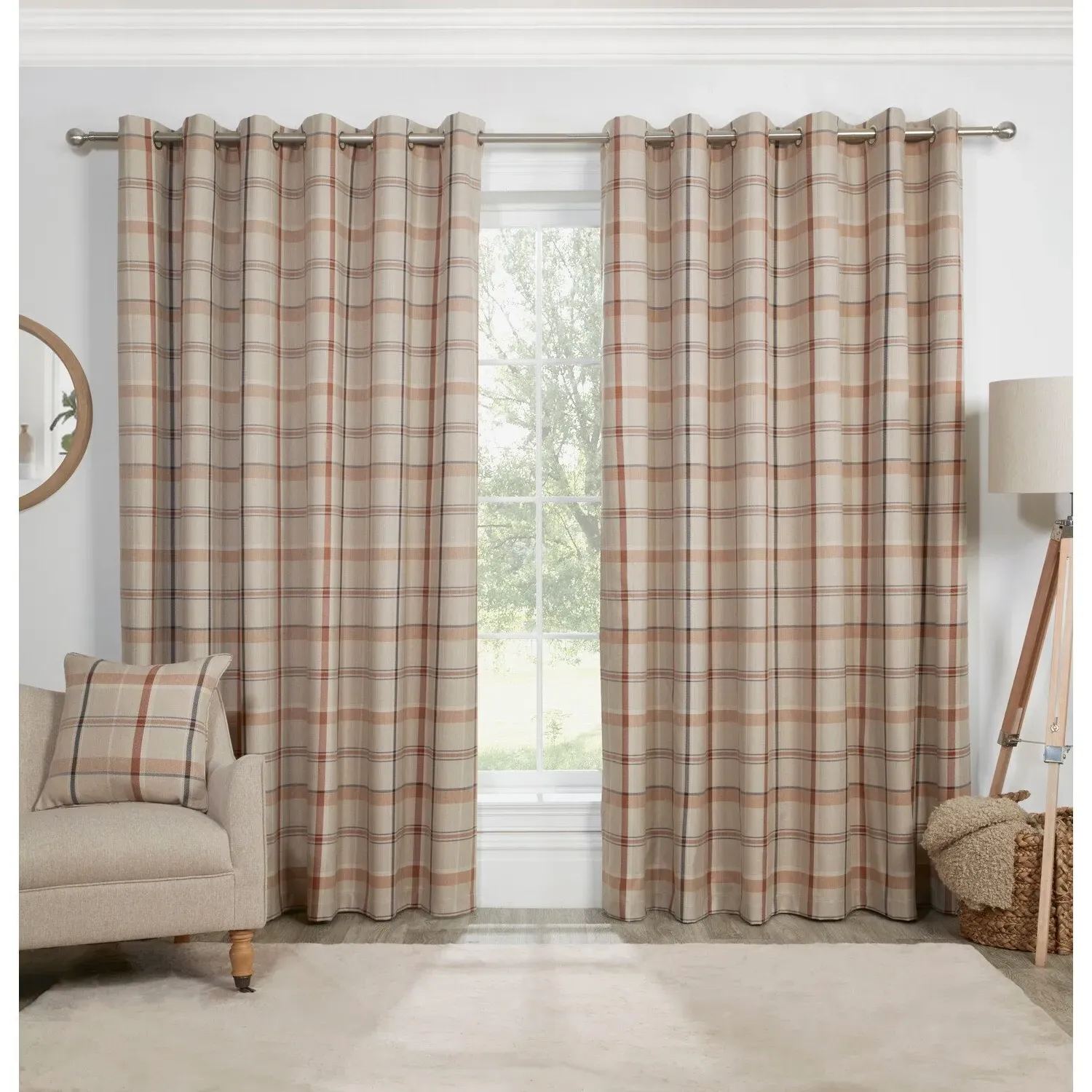 Finlay Herringbone Check Blackout Curtains - Natural image
