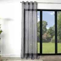 Gardenia Embroidered Voile Curtain 140 x 240cm - Charcoal