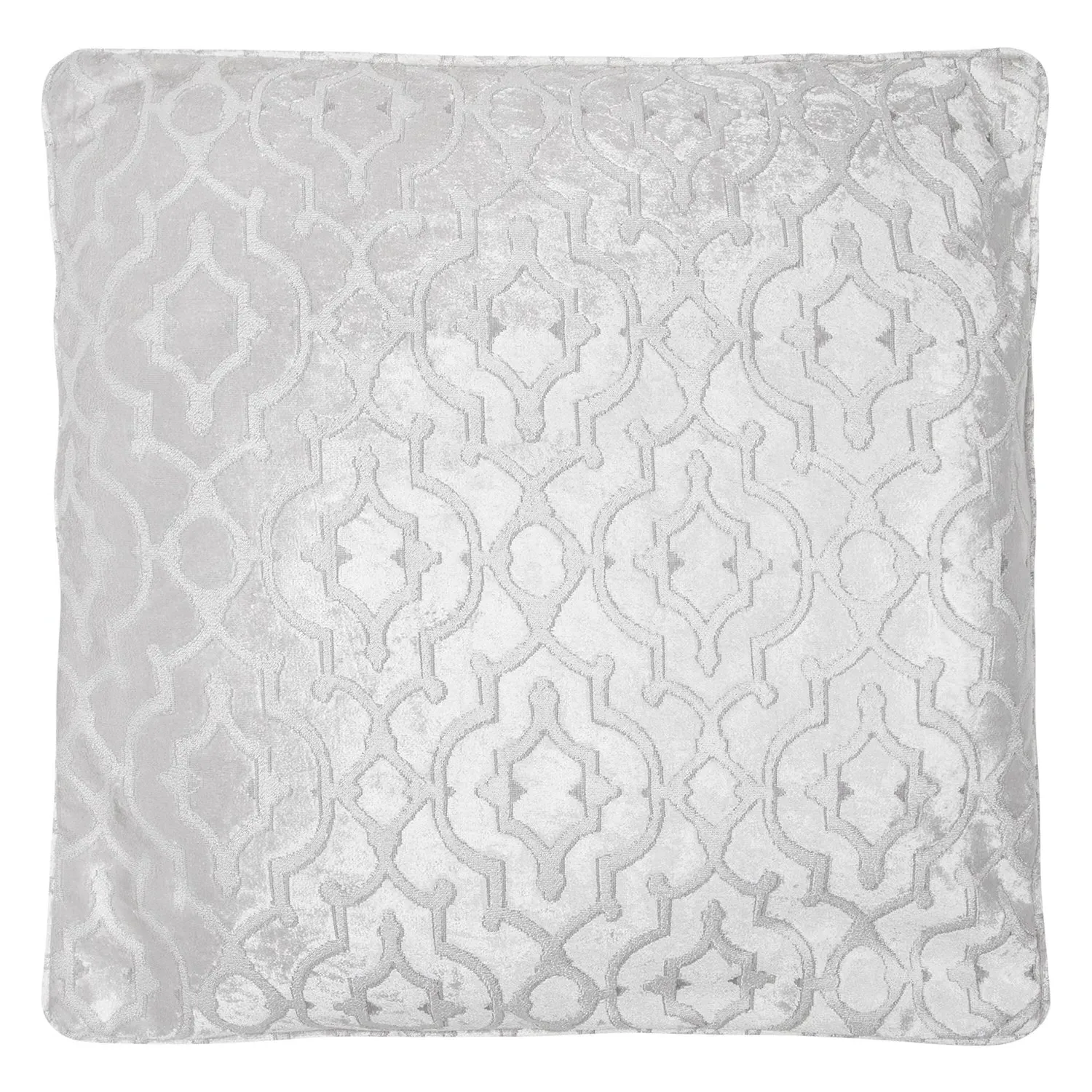 Halo Velvet Piped Feather Filled Cushion 45x45cm - Silver image