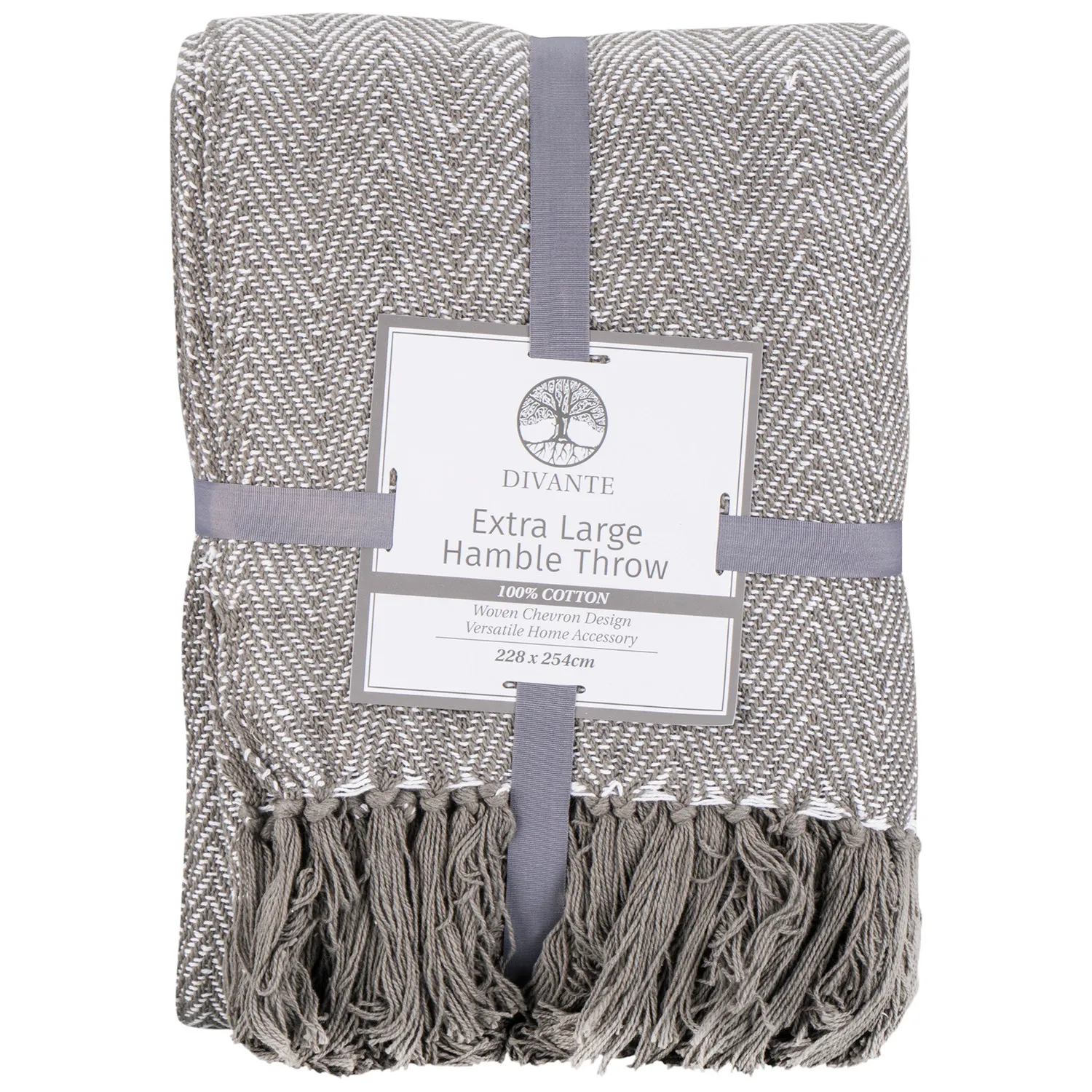 Hamble Extra Large Throw - Grey, Cotton image