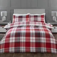 Hamilton Single Duvet Cover Set - Red, Cotton