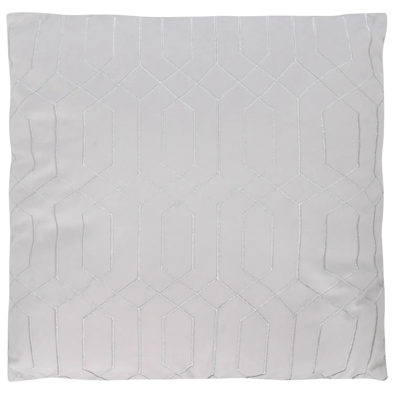 Hampton Geometric Embroidered Cushion 50x50cm - Silver