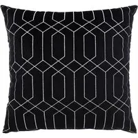 Hampton Geometric Embroidered Cushion - Black