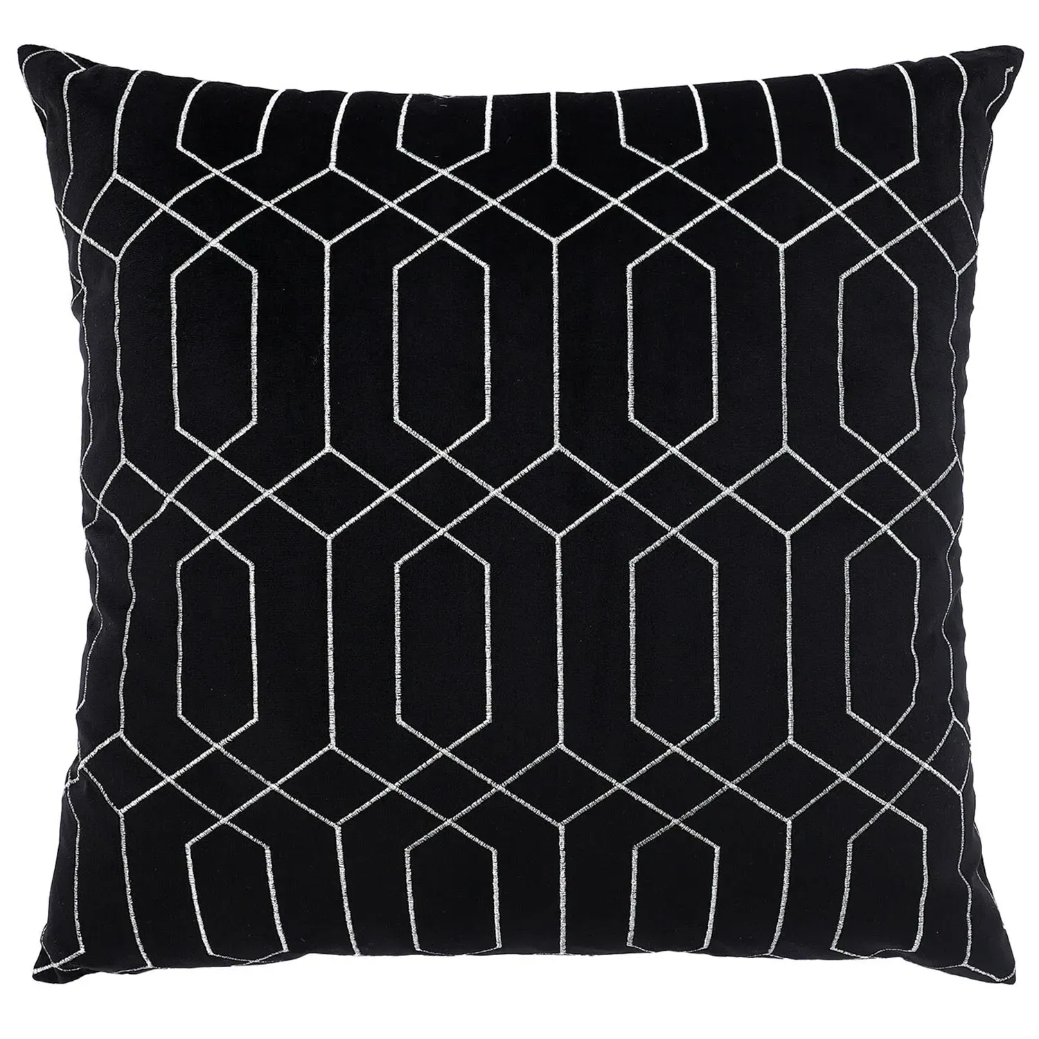 Hampton Geometric Embroidered Cushion - Black